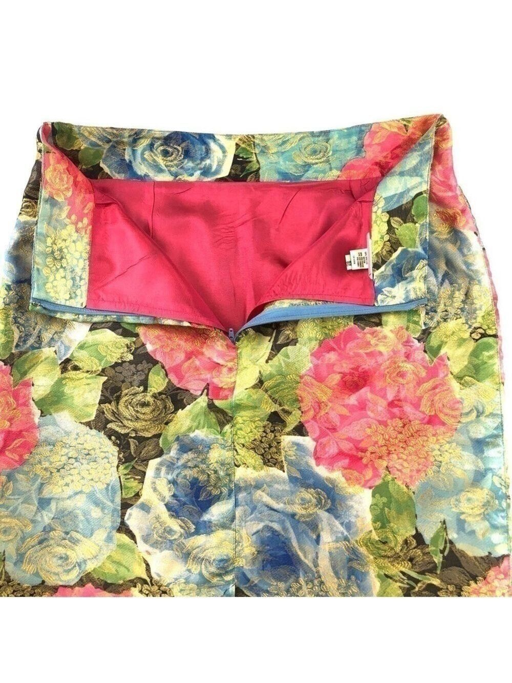 MONDI Vintage pencil skirt  green rose jacquard floral print Size 42 Size 12ish - Picture 7 of 13